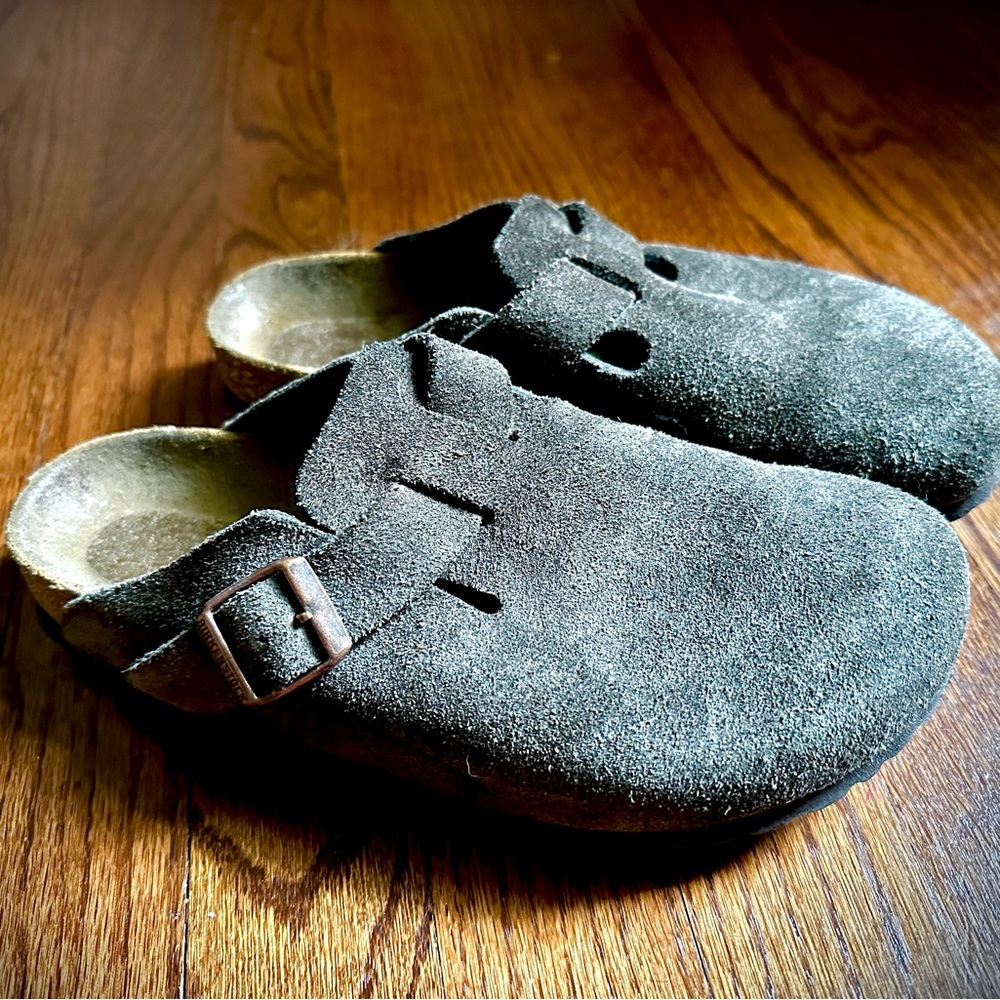 Birkenstock Moss Green Suede Mules 38 Narrow